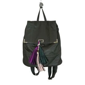 Deux Lux Karma Backpack Olive Green Pink Tassels Vegan Leather Hobo Festival